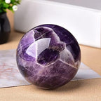 Natural Dream Amethyst Ball Large Polished Massaging Ball Reiki Healing Stone Home Decoration Souvenirs Gift+Base (900-1000g)