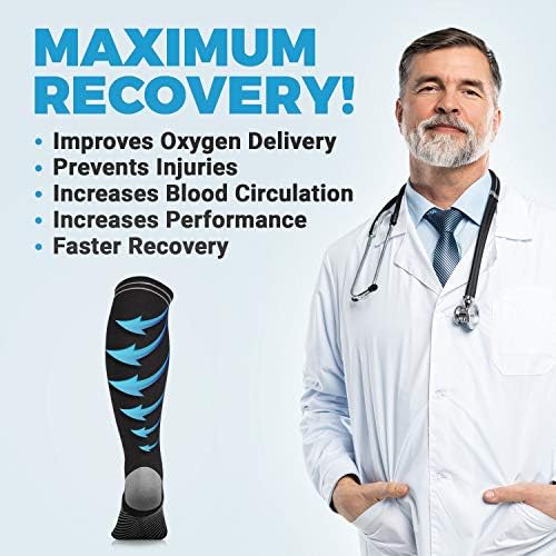 POWERLIX Compression Socks for Women & Men (Pair) for Neuropathy Swelling Pain Relief 20-30 mmHg Medical Knee-high Stockings