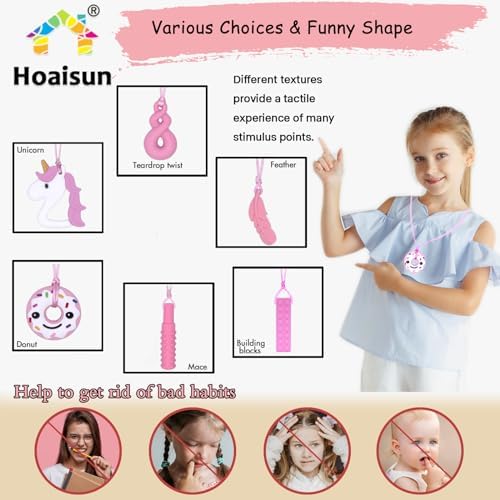 Chew Necklaces for Sensory Girls, Chewy Necklace Sensory Toys for Kids with Autism, ADHD,SPD, Chewing, Teething or Special Needs, Oral Sensory Chew Toys for Kids Adult Reduce Anxiety Fidgeting