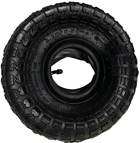 Potreba Tire & Inner Tube Set 4.10/3.50-4 (Fits 3.00-4) — 10" Pneumatic Wheel Kit for Wheelbarrow, Hand Trolley, 4" Rim