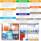 EVERLIT CARE 2-Shelf OSHA-Compliant First Aid Kit, ANSI Class A 50 Person Emergency First Aid Cabinet for Buiness, Job Site, Industrial Manufacturing Facility, Restaurant, and Kitchen