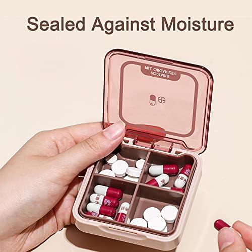 Small Pill Box, BPA Free Pill Case with 4 Large Compartmensts to Hold Vitamins, Moistureproof Portable Pill Box Organiser for Travel (Green)