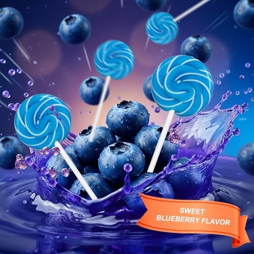 32 Counts Something Blue Swirl Lollipops Blueberry Flavor, Individually Wrapped Lollipop Suckers Candy Bulk, Party Candy Buffet Lollipops Swirl, Holiday Treats Suckers, Birthday Party Candies