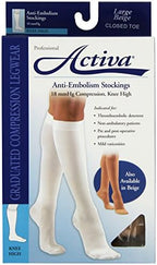 Activa Anti-EMB 18 mmHg Knee High Closed Toe Stockings, Beige, Large