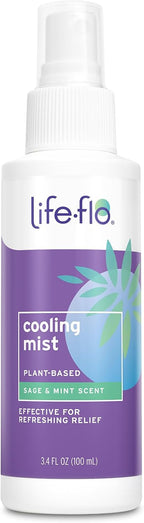 LIFE-FLO Cooling Mist - Refreshing Body Mist for Women - Instantly Cools Hot Flashes with Ginger, Organic Aloe Vera and Lavender - Fresh Sage Mint Scent, 60-Day Guarantee, Not Tested on Animals, 3.4oz