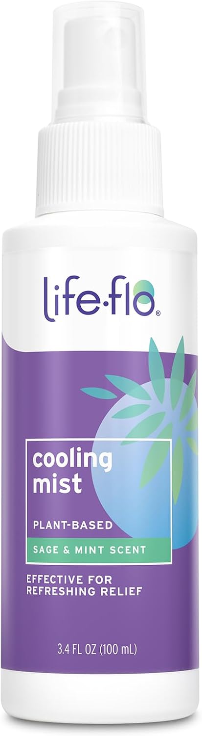 LIFE-FLO Cooling Mist - Refreshing Body Mist for Women - Instantly Cools Hot Flashes with Ginger, Organic Aloe Vera and Lavender - Fresh Sage Mint Scent, 60-Day Guarantee, Not Tested on Animals, 3.4oz