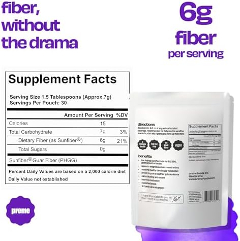 Preme Gentle Prebiotic Fiber – Unflavored Low FODMAP Organic Soluble Fiber Powder for Improved Digestion, Smooth Tasteless Fiber that Dissolves Into Drinks & Recipes, 30 Servings