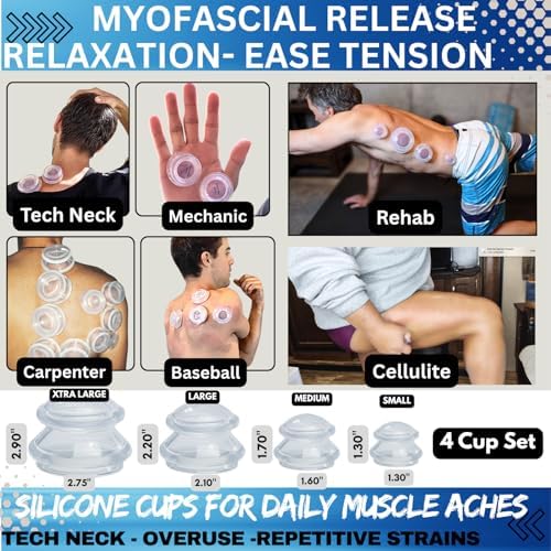 Cupping Warehouse Supreme 4 Intermediate Pro 5560 Silicone Cupping Set for Beginners – Medical-Grade, for Massage Therapy, Pain Relief, Body Sculpting & Cellulite Reduction, 4 Sizes (S, M, L, XL)