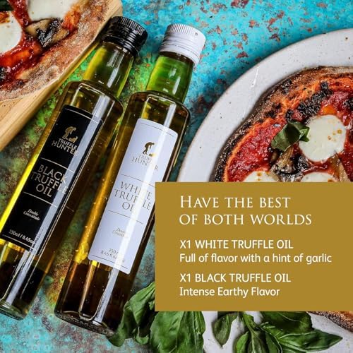 TruffleHunter - Black & White Truffle Oil Set - Extra Virgin Olive Oil for Cooking & Seasoning - 8.45 Oz X2