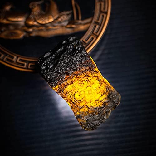 Natural Crystal Meteorite Necklace, Gold Irregular Lab Czech Meteorite Stone Pendant Energy Stone, Healing Natural Gemstone Pendant for Protection and Healing