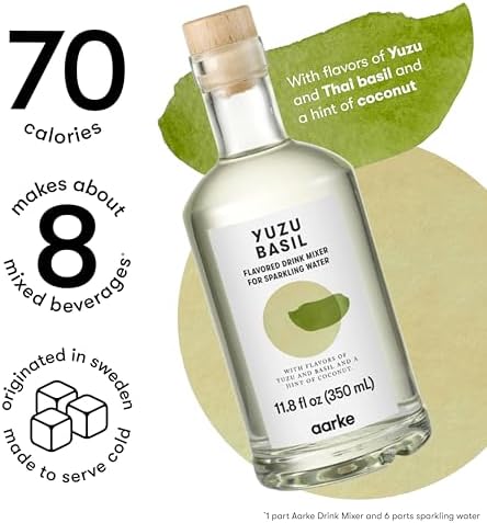 Aarke Drink Mixer, Effortless Mixing for Your Home Bar, Crafted Elixir to Complement Your Aarke Carbonator, Each Glass Bottle Makes 8 Beverages (Yuzu Basil)