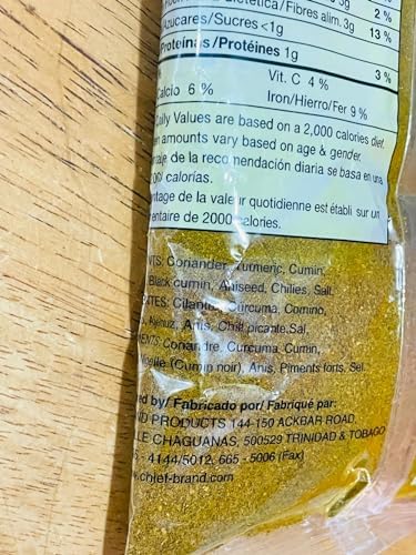 CHIEF HOT & SPICY CURRY POWDER, 230g (8 oz), DUCK AND GOAT BLEND MADE IN TRINIDAD & TOBAGO