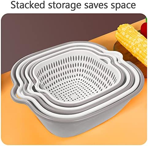 Washing Vegetable Baskets in The Kitchen Fruit Baskets Multi-layer Stackable Vegetable Sinks, Strainer and Washing Fruits and Vegetables Kitchen Colander Set