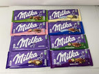 Milka European Chocolate Bars Variety Pack of 8 Full Size Bars, No Duplicate Chocolate