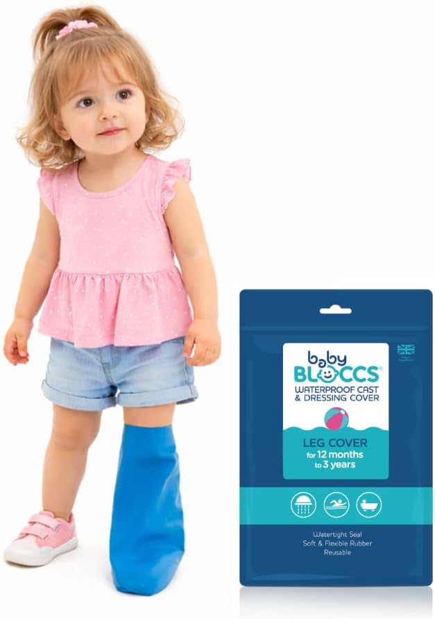 BLOCCS 100% Waterproof Leg Cast Cover – Baby Bloccs (12–36 Months) – Reusable Shower, Bath & Swim Protector – XS