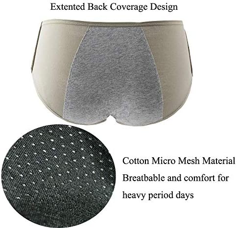 Teenager Girl's Breathable Cotton Period Panties Pack of 4pcs Menstrual Heavy Flow Leak-Proof Underwear Briefs (Small, Style1)