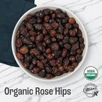 J MAC BOTANICALS Organic Rose Hips (1 lb Bag) Whole, natural dried rose hips for herbal tea, rosehips, rosehip tea, packaged in the USA