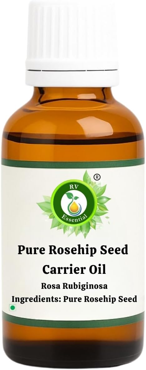 R V Essential Pure Rosehip Seed Carrier Oil 10ml (0.338oz)- Rosa Rubiginosa (100% Pure and Natural Cold Pressed)