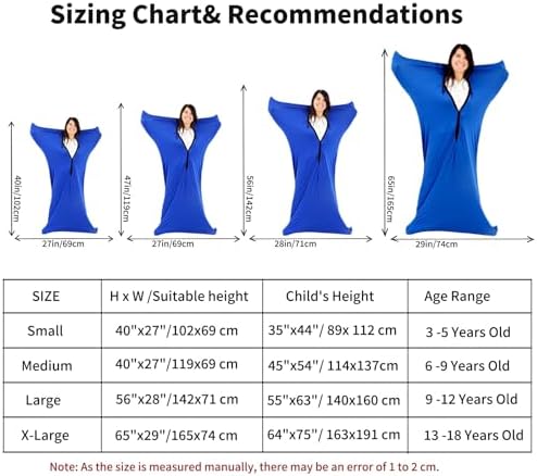 Body Sock Sensory Sox Pink Full Body Sock Adult Sensory Sack Large56''HX28''W, Good for Height:55"-63"(Dark Blue,Medium/M)