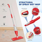 Spray Mops for Floor Cleaning: EXEGO Wet Mop with 3 Washable Microfiber Pads for Swiffer Powermop - Floor Flat Mop Dust Dry Nops for Hardwood Tile Wood Laminate Vinyl Marble - Home Commercial Mop