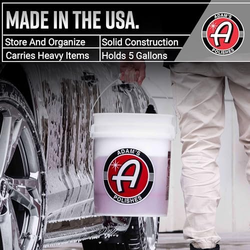 Adam's Polishes Wash Bucket (5 Gallon Bucket + Grit Guard) - Car Detailing Tool for Car Washing & Garage Storage | Stores Car Wash Soap, Foam Cannon, Foam Gun, Microfiber Towels & More