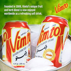 Vimto Sparkling Fruit Flavored Drink – Soda with Natural Black Cherry, Raspberry, Black Currant – Middle Eastern Formula – Perfect for Ramadan, Celebrations – Refreshing Beverage, 12 fl oz (Pack of 24)