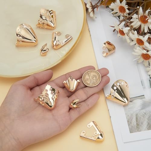 FINGERINSPIRE 10PCS High Heel Toe Protection 5 Styles Light Gold Metal Shoes Pointed Protectors Iron Toe Cap Covers Toe Protectors for Pointed Toe High-Heeled Shoes Shoes Protection Repair Decoration