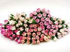 PLF Set of 100 Tiny Rose Buds Mulberry Paper Flower Mixed Tone Pink Rose2 Craft Handmade Wedding Size 0.15" Very Small Scrapbook for so Many Card Craft Projects