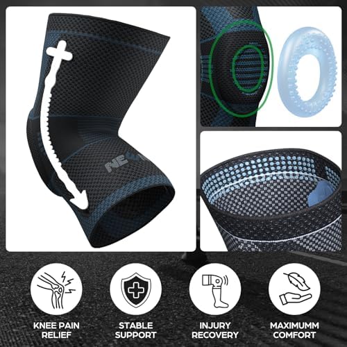 NEENCA Professional Knee Brace for Pain Relief, Medical Knee Compression Sleeve, Knee Support with Horizontal Knit Tech for Meniscus Tear, ACL, Arthritis, Joint Pain, Runner, Workout