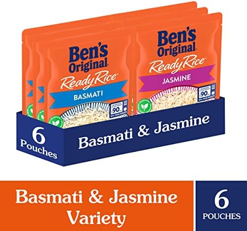 BEN'S ORIGINAL Ready Rice Basmati and Jasmine Rice Variety Pack, Easy Dinner Sides, 8.5 OZ Pouch (Pack of 6)