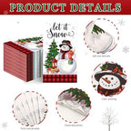 100Pcs Christmas Snowman Paper Napkins -Disposable Decorative Guest Napkins for Christmas Dinner Party Supplies (7.87 x 4.3 lnch)
