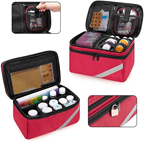 Trunab Medicine Storage and Organizer Bag Empty, Pill Bottle Organizer with Portable Small Pouch, Home First Aid Box for Emergency Medication, Supplements or Medical Kits (Bag Only)(Patent Design)