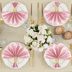 RUDONG M 100 Pcs Light Pink Satin Napkins and Napkin Rings Set, 17 x 17 Inch Square Cloth Napkins Set of 50, Silky Soft Table Napkins Bulk for Weddings, Banquet, Parties Dinner Decoration
