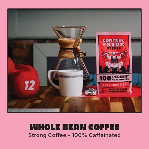 Control Freak Coffee Full Throttle - 100% Caffeine Whole Bean Coffee (12 Oz) | High Caffeine Strong Blend | Freshly Roasted Specialty Coffee Beans | Bold Flavor, Smooth Roast Balanced Espresso