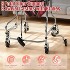 Standing Rehabilitation Walker for Adults – Upright Mobility Aid for Stroke Recovery & Hemiplegia Therapy, Adjustable Support Frame with 8 Wheels, Anti-Tilt Design (Standard Version (No Hand Brake))