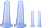 4Pcs Blue Facial Cupping Therapy Set Anti Cellulite Silicone Vacuum Cupping Cups for Face and Eye Cupping Massage (2 Small + 2 Large)，Massage Tools