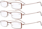 Eyekepper 3-Pack Stainless Steel Frame Half-eye Style Reading Glasses Readers Brown +2.0