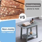 HDPS Shower Bench Seat for Inside Shower, Waterproof Shower Stool for Shaving Legs, Poly Lumber Shower Chair Seat, Bathroom Shower Foot Rest Stool with Storage Shelf, No-Slip, Gray
