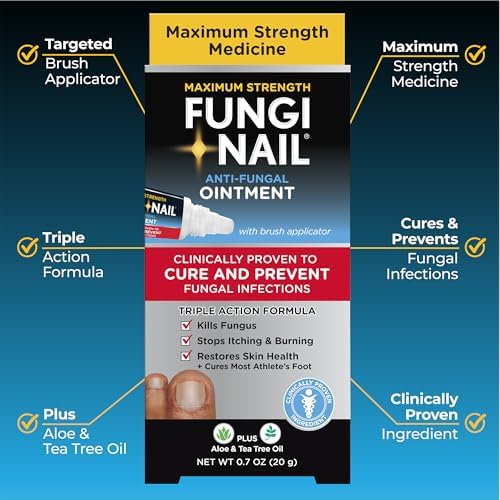 Fungi Nail Anti-Fungal Ointment 0.7 Fl Oz, Kills Fungus that Can Lead To Athlete's Foot with Tolnaftate, Toe Nail Fungus Treatments, Clinically Proven to Cure Infections, Natural Color