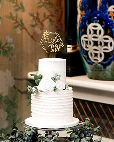 Bride to Be Cake Topper - Gold Wedding Cake Decoration Supplies, Bridal Shower Party Cake Decoration Gifts, Photo Booth Props