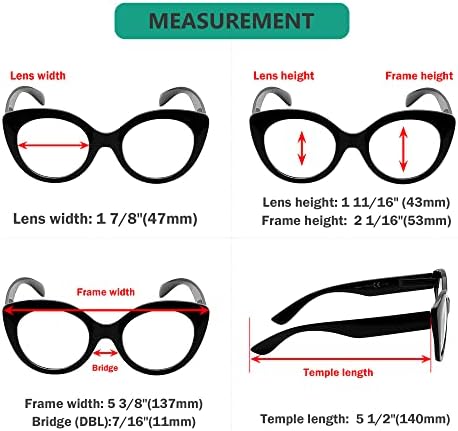 Eyekepper 4-Pack Round Reading Glasses for Women Large Frame Readers +1.50