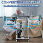 4 in 1 Patient Hydraulic Lift Transfer Chair, 180° Split Seat Commode Wheelchair, Height Adjustable, 440 lb Capacity Patient Transfer Chair for Elderly, Home Transfer Chairs for Seniors Handicapped