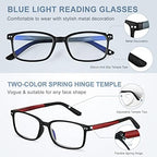 EASY READ 2 Pairs Sporty Style Reading Glasses for Men，Rectangular TR90 Blue Light Blocking Readers with Spring Hinge