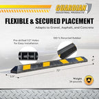 Guardian Parking Stop, Rubber Stopper and Curb with Mounting Holes, 6 Ft, Black/Yellow - Highly Visible Accessory for Car and Passenger Safety - Ideal for Job Sites, Driveways, and Garages