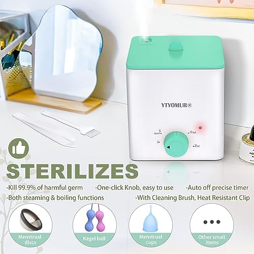 Menstrual Cups with Sterilizer, 2 Reusable Period Cups for Women, Tampon and Pad Alternative, Feminine Cup with Cleaner Set