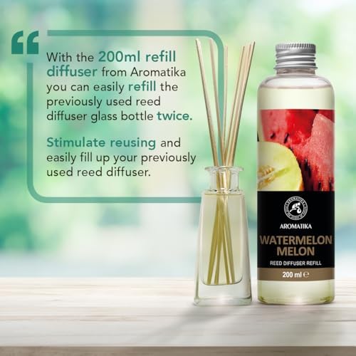 Watermelon & Melon Refill Reed Diffuser 6.8 Fl Oz - Room Diffuser Refill - Home Fragrance - Room Freshener - Fresh and Long Lasting Fragrance