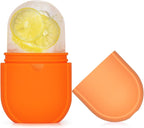 Ice Roller for Face and Eye, Gua Sha Facial Tools ,Puffiness Relief Ice Roller Skin Care ,Ice Facial Cube, Neck Massage, Silicone Ice Mold for Face Beauty,Self Care Gifts for Women ( Orange)