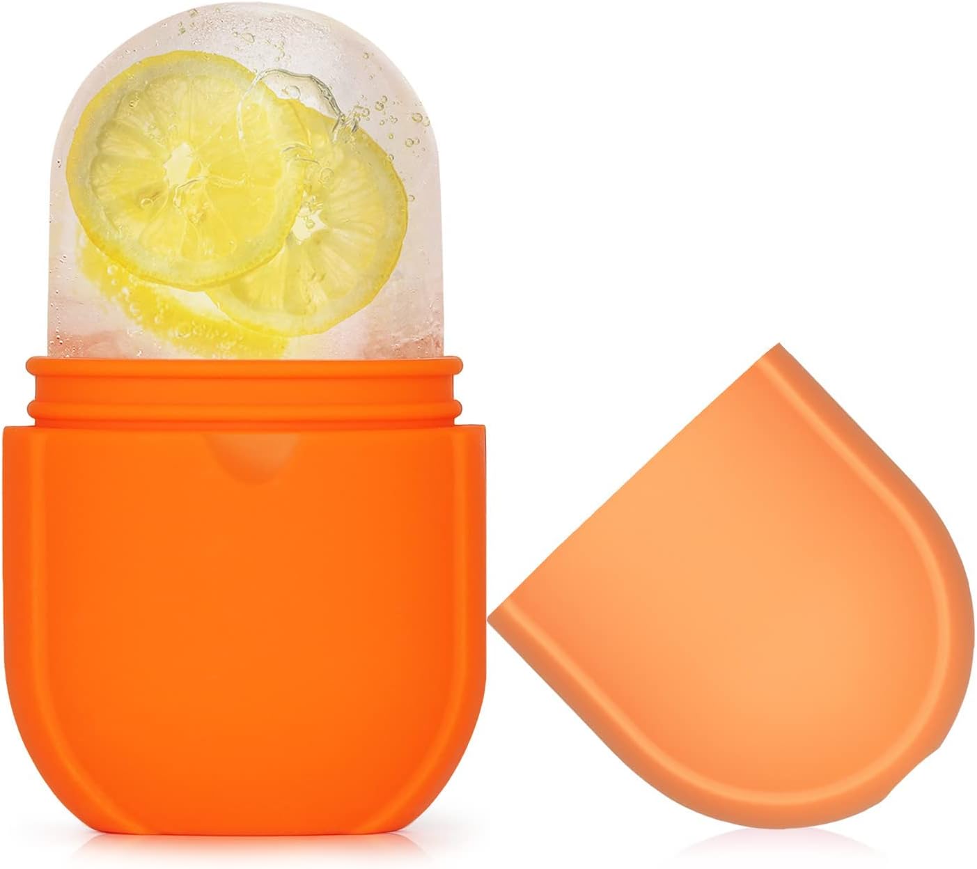 Ice Roller for Face and Eye, Gua Sha Facial Tools ,Puffiness Relief Ice Roller Skin Care ,Ice Facial Cube, Neck Massage, Silicone Ice Mold for Face Beauty,Self Care Gifts for Women ( Orange)