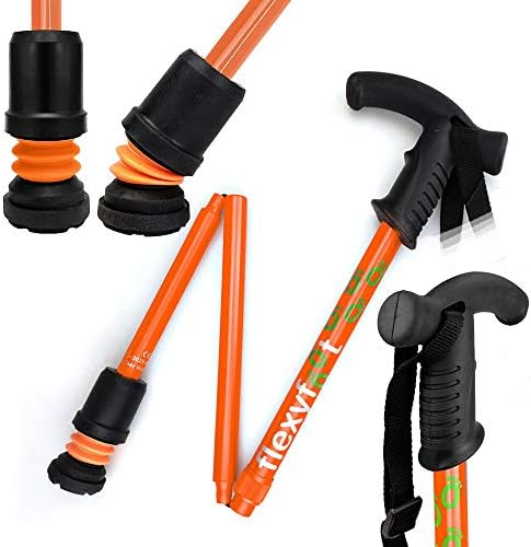 Flexyfoot Shock Absorbing Derby Handled Folding Walking Stick - Improves Safety, Improves Grip, Reduces Shocks & Jarring