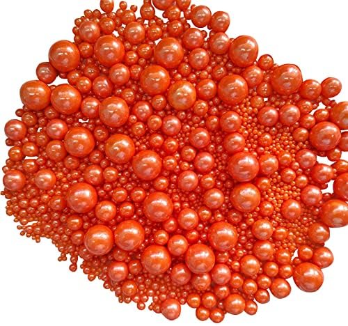 Edible Orange Sugar Pearls Candy Sprinkles 120G/ 4.23Ounce Baking Cake Sprinkles Cupcake and Cake Topper Cookie Decorations Wedding Party Valentines Halloween Christmas Supplies